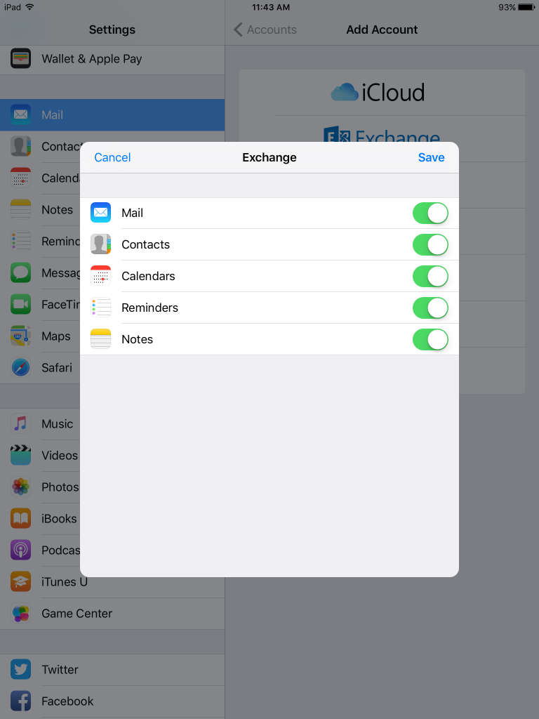 Setup Exchange 2016 on iPad