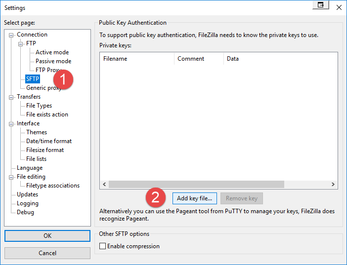 filezilla sftp