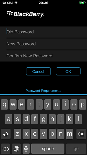 Change BlackBerry Dynamics Password