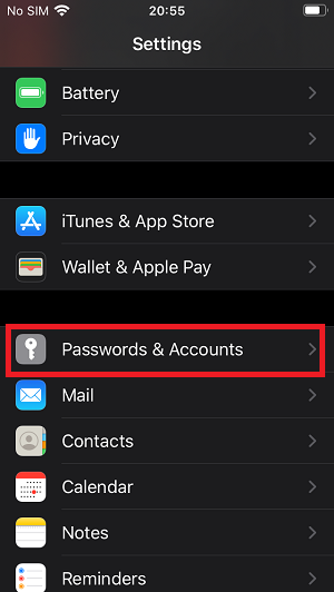 ios add imap account