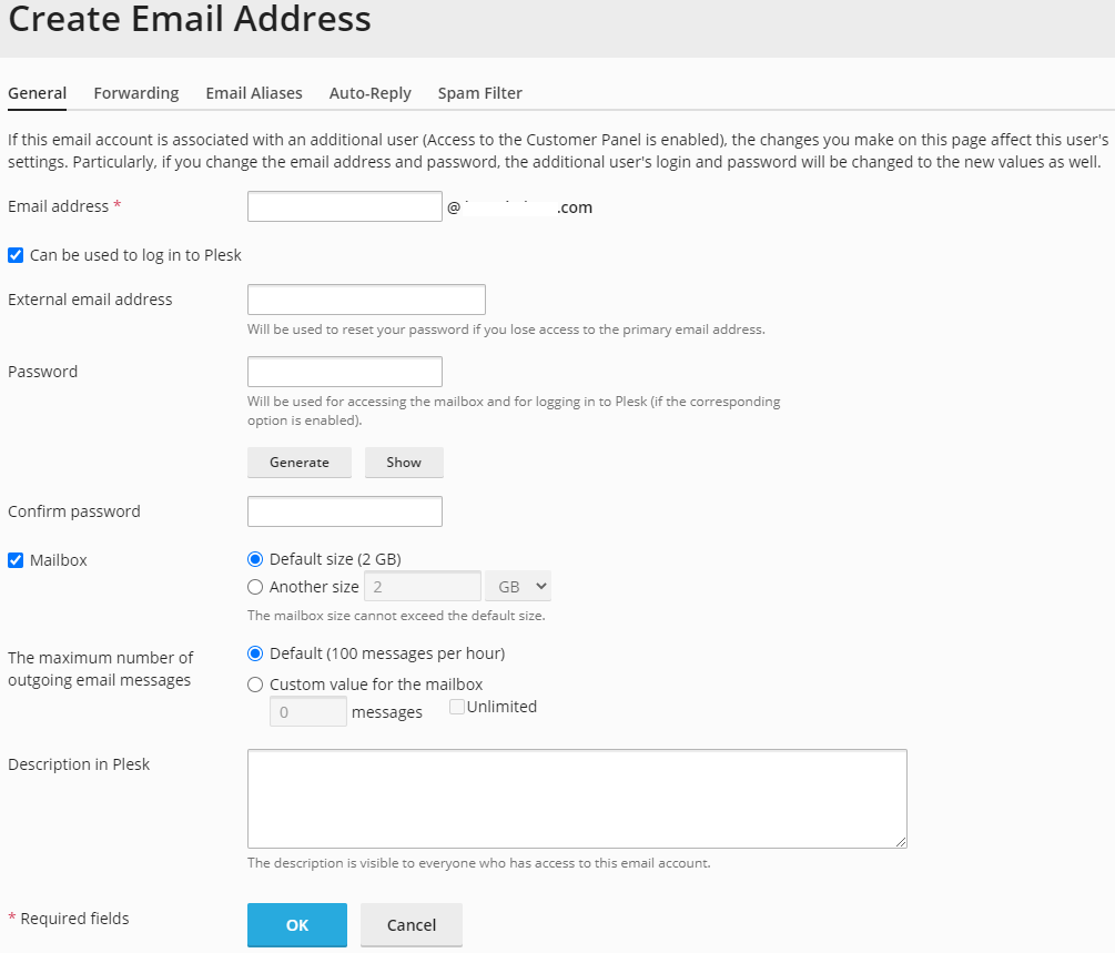 plesk email features